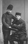 Studio portrait of two young Jewish men, taken in Kaunas in the early 1900s.