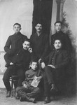 Studio portrait of a group young Jewish men taken in the early 1900s.
