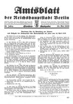 Front page of a special addition of the Amtsblatt der Reichshauptstadt Berlin [Office Newsletter of the National capital city of Berlin] published on May 25, 1939 regarding the implementation of the April 30, 1939 directive concerning the registration of apartments leased to Jews.