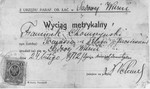 False birth certificate used by Mieczysalw Morgenstern, a Jew from Lodz, to obtain Aryan papers during the German occupation of Poland.