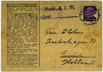 Back of a postcard sent by Iwan Cohen to his family in Enschede after his arrival in the Mauthausen concentration camp.