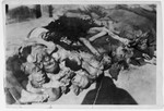 A pile of corpses awaiting burial in the Ebensee concentration camp.