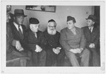 Rabbi Isaac Herzog, first Ashkenazi chief rabbi of the State of Israel, visits the Zeilsheim displaced persons' camp.