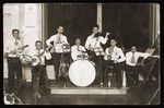 A Jewish youth band performs in Belgrade.  

Mosa (Moshe) Mandil is pictured at the far left.