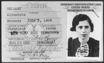 United States immigration card issued to Elisabeth Gelbart.
