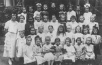 Class portrait of pupils at an elementary school in Prague.