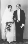 Wedding portrait of a young Jewish couple in Nazi Germany.