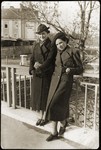 The donor's sister, Aranka Schwarcz (right), with a friend in Budapest.