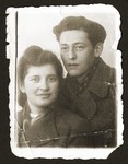 Portrait of a Jewish DP couple, Fela Fiszel and Natan Gipsman, shortly before their marriage.