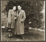 A Jewish DP couple from Poland poses outside in Lancaster, PA, soon after their immigration to the U.S.