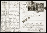 A postcard sent by Regina Kohn from a ghetto or labor camp in Firej, Poland to Gejza Elbert in Nemecka Lupca.