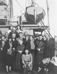 German and Austrian Jews who survived the war in Albania, aboard a British ship taking them to a DP camp Tricase Porto in Italy.