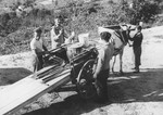 Jewish teenagers work on a farm near Vallon where they are hiding under the protection of MACE.