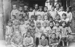 Group portrait of children from the Jewish kindergarten (located at 9 Mapu Street) in Kovno, Lithuania.