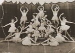 Group portrait of children dressed in tutus at a ballet class in Cluj.