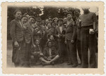 Group portrait of religious Jewish youth at either the Ambloy or the Taverny children's home.