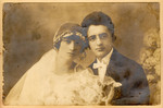Wedding portrait of a young couple in Drohobycz.

Pictured are Herman Lustig and Otilia Graumann Lustig.