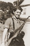 Portrait of female partisan, Sara Ginaite at the liberation of Vilna.