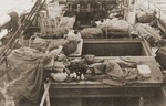 Jewish DPs sleep on the deck of the Mala immigrant ship en route to the new State of Israel.