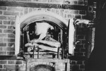 A corpse in a crematorium oven.  This photo was taken by William Landgren who arrived with his unit 30 minutes after the liberation of the camp.