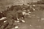 The bodies of SS personnel who were summarily executed by U.S.