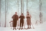 Portrait of Tom Veres with two friends on a ski outing.
