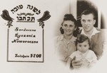 Personalized Jewish New Year's card with a photograph of the Weintraub family who were living in the Zeilsheim displaced persons camp.