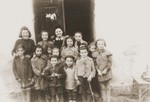Group portrait of Jewish children in Zabno, Poland.