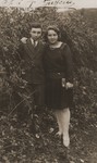 Chaim Yankel Gurfein poses with his sister Sala in a garden in Kanczuga, Poland, on the occasion of his bar mitzvah.