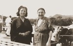 Caroline (Lina) Spitzer (right) and Mrs. Rubinstein traveling on the SS Virgilio through the Panama Canal, on their way to Bolivia.