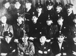 Group portrait of members of the Warsaw ghetto Jewish police.
