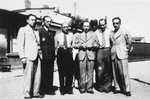 Group portrait of administrators and police in the Lodz ghetto.