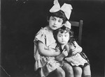 Portrait of two Jewish sisters in Dolina. 

Pictured are Tosia (right) and Dwunia (left) Wilner, the first cousins of Tamara Abramowicz.