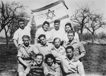 Group portrait of members of the Kibbutz Buchenwald.