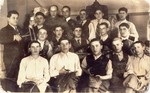 Abraham and Ludvic Ickovic pose with the employees of their garment factory, the Pansky a Damsky Krejci, in Tacovo.