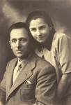 Portrait of Abraham Spielman and his daughter Zipora, in Wegrow, Poland; c.