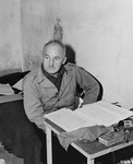 Defendant Julius Streicher, the former editor of "Der Stuermer," in his cell at the Nuremberg prison during the International Military Tribunal trial of war criminals.