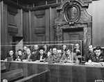 The interpreters' section at the International Military Tribunal trial of war criminals at Nuremberg.