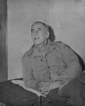 Defendant Wilhelm Frick, the former Interior Minister, in his prison cell at the International Military Tribunal trial of war criminals at Nuremberg.