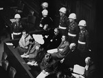 The defendants at the International Military Tribunal trial of war criminals at Nuremberg.