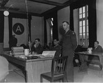 The American prosecution team at the trial of 61 former camp personnel and prisoners from Mauthausen.