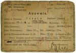 Verso of an identification card issued in the Theresienstadt concentration camp to Gustav Porges.