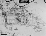 An aerial reconnaissance photograph of the Auschwitz concentration camp showing the I.G.