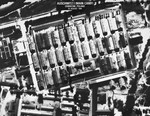 An aerial reconnaissance photograph  of the Auschwitz concentration camp showing Auschwitz 1 Mission.