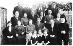 Group portrait of family members at the wedding of the Jewish couple, Silva Deutsch and Salamon Basch.