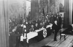 General Karl Litzmann speaks to a gathering of Nazi officials at the Stadthalle in Bad Blankenburg.