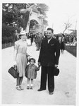 A young Jewish family on an outing at the zoo.

Pictured are Salamon and Silva Basch with their daughter Teodora.