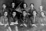 Group portrait of members of the Betar revisionist Zionist youth movement in Bedzin, Poland.