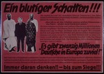 Nazi propaganda poster entitled, "Ein blutiger Schatten," (Revanche fur Versailles)  issued by the "Parole der Woche," a wall newspaper (Wandzeitung) published by the National Socialist Party propaganda office in Munich.