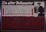 Nazi propaganda poster entitled, "Ein alter Bekannter," issued by the "Parole der Woche," a wall newspaper (Wandzeitung) published by the National Socialist Party propaganda office in Munich.
